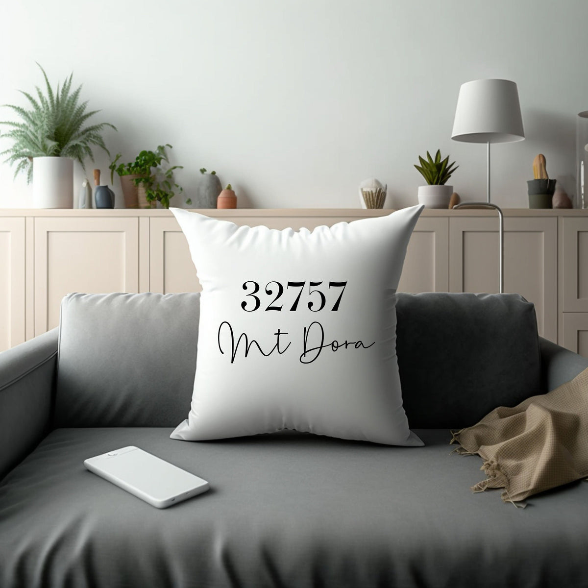 New Homeowner Gift for Hostess Custom Accent Throw Pillow Custom Central Florida City with Zip Code Gift for New Home Owner Custom City