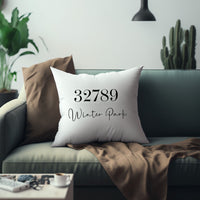 New Homeowner Gift for Hostess Custom Accent Throw Pillow Custom Central Florida City with Zip Code Gift for New Home Owner Custom City