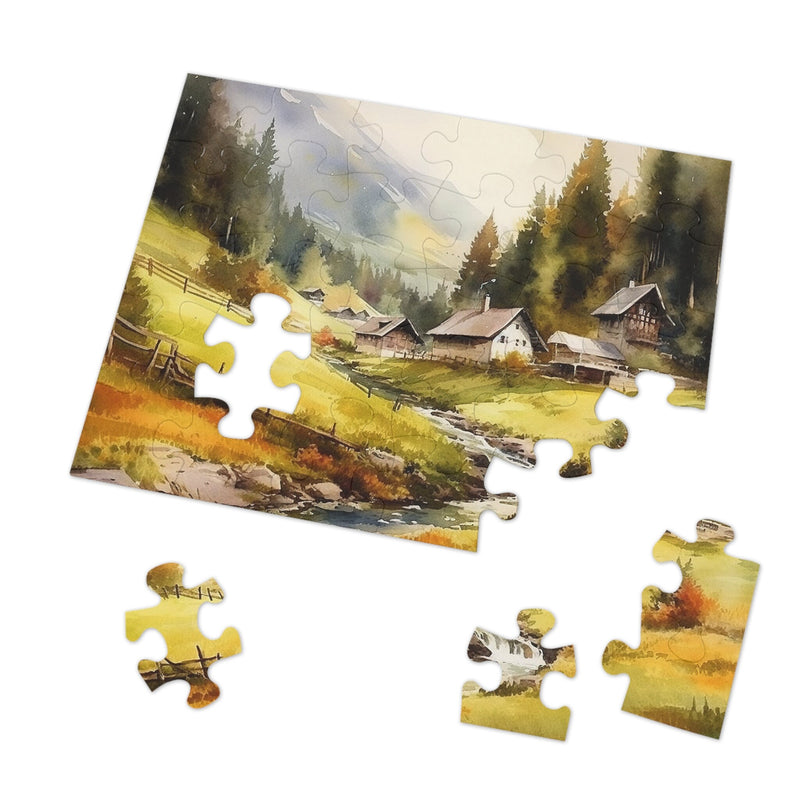 Cottagecore Jigsaw Puzzle Cottagecore Watercolor Puzzle Custom Landscape Jigsaw Puzzle for Children Custom Cottagecore Puzzle for Adults