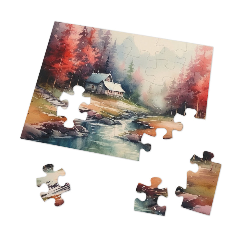 Cottagecore Jigsaw Puzzle Custom Cottagecore Watercolor Puzzle Custom Landscape Jigsaw Puzzle for Children Gift for Mom Custom Jigsaw Puzzle