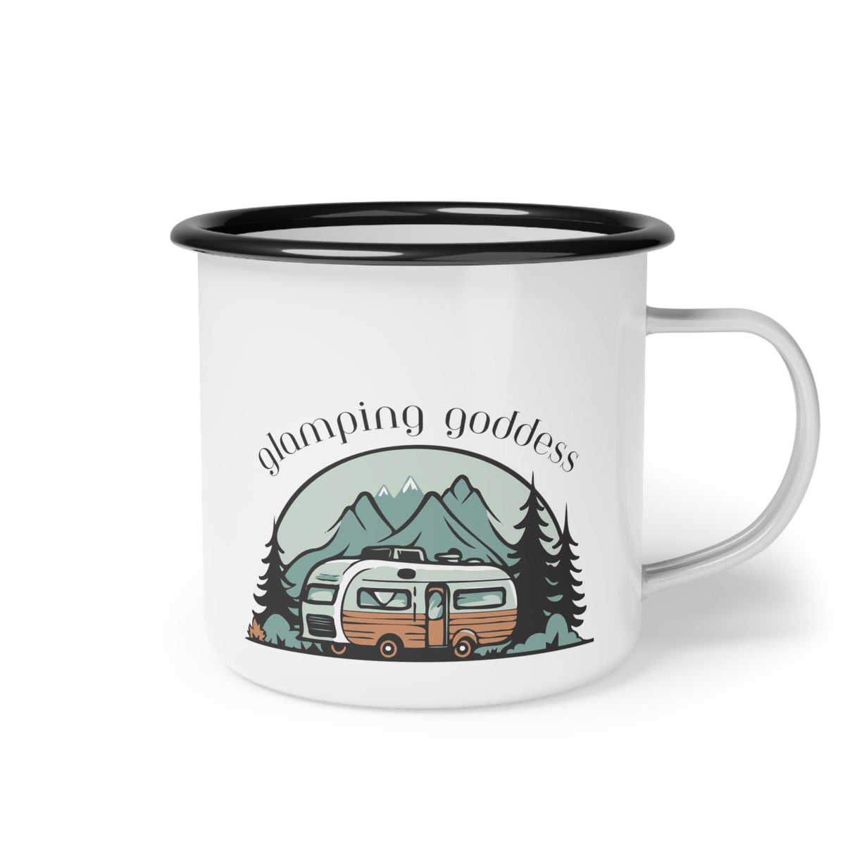 Personalize Glamping Goddess Coffee Mug Funny Camping Cup Custom Gift Glamping Mug Outdoor Coffee Cup Glamping Goddess Mug Enamel Camp Cup