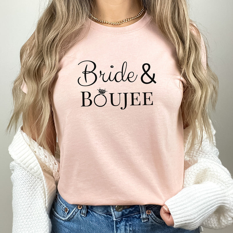 Bride and Boujee Tee Shirt Boujee T-Shirt Bachelorette Party Shirt Matching Bridal Party T Shirt Bride to Be Shirt Personalize Custom Bride