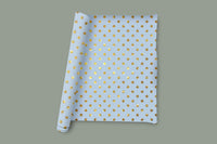 Light Blue Gift Wrap Custom Anniversary Wrapping Paper Satin Light Blue and Gold Dot Gift Wrap Elegant Birthday Wrapping Paper Christmas