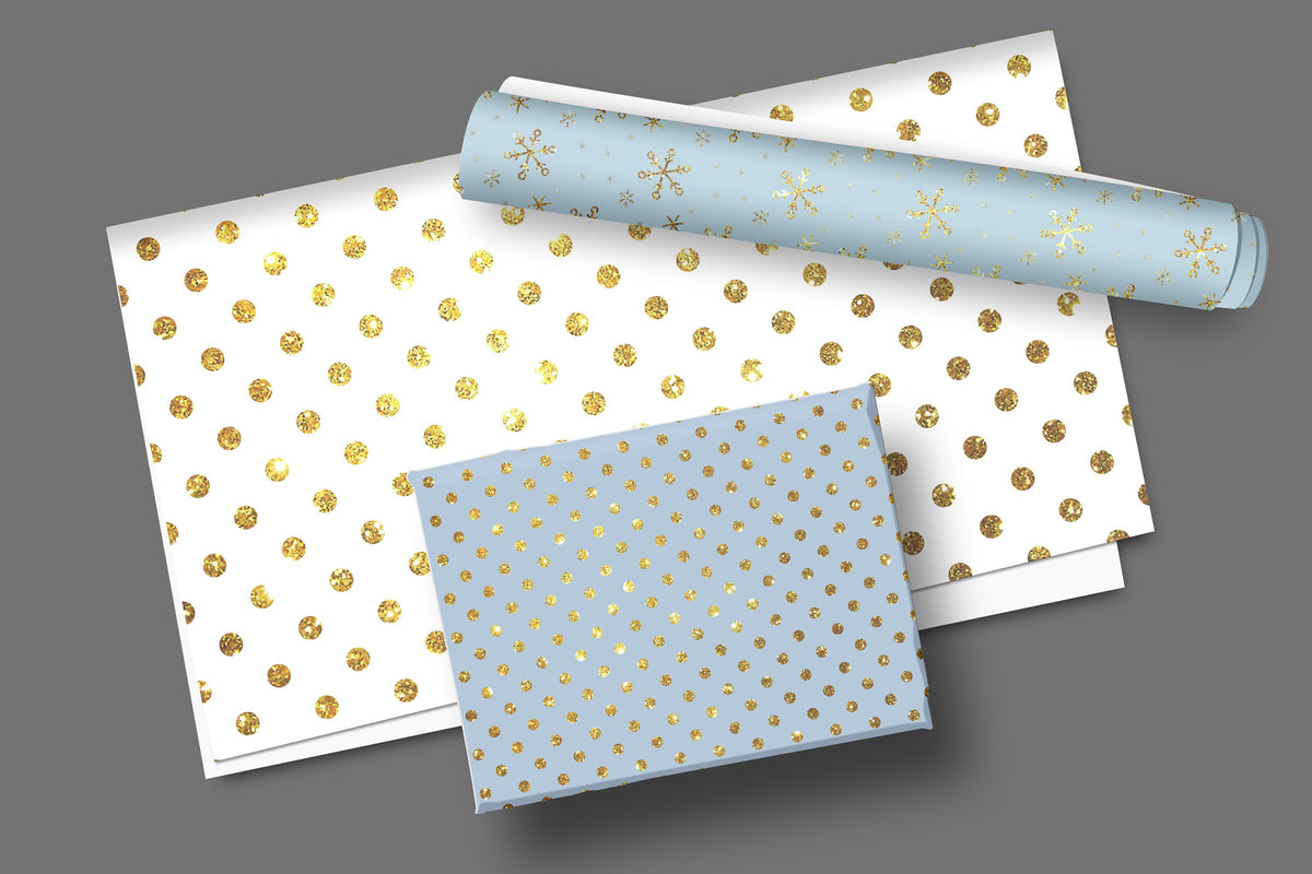 Gold Dots Christmas Gift Wrap