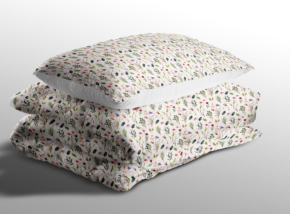 3 Piece Boho Bedding Set Wildflower Comforter Pillow Sham Floral Bedding Reversible Pattern Bedding Boho Wildflower Blanket Pillow Sham Gift