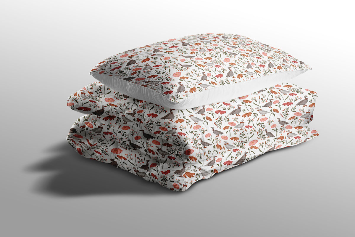3 Piece Boho Bedding Set Duck Boho Comforter Pillow Sham Floral Bedding Reversible Pattern Bedding Boho Duck Blanket Pillow Sham Gift Mama