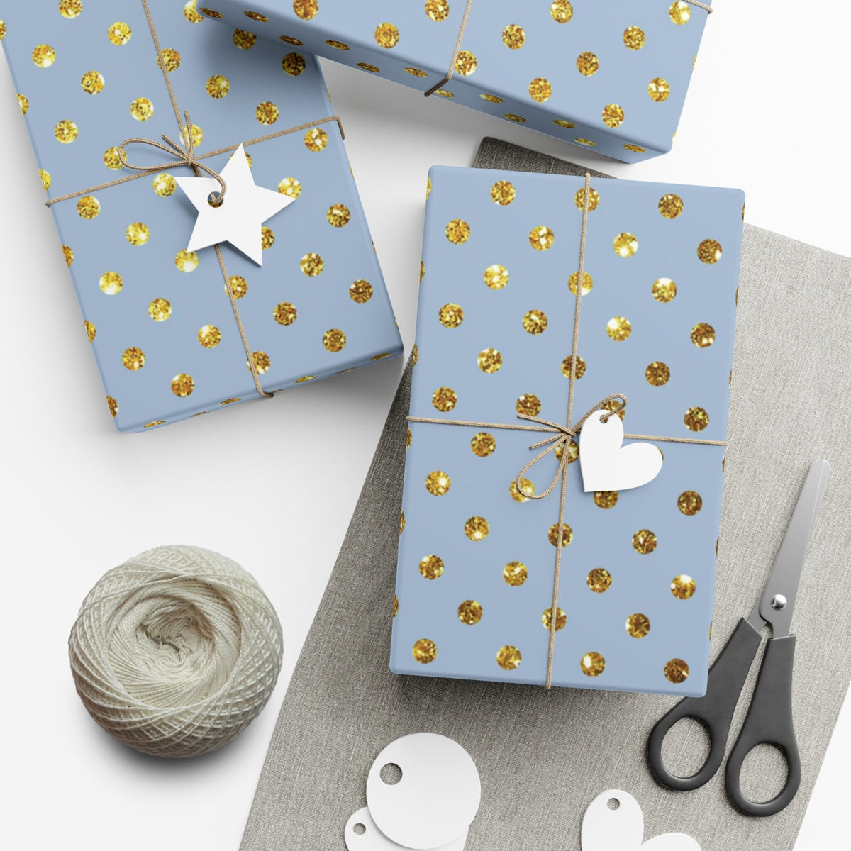 Light Blue Gift Wrap Custom Anniversary Wrapping Paper Satin Light Blue and Gold Dot Gift Wrap Elegant Birthday Wrapping Paper Christmas