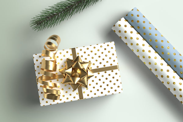 Gold Dots Christmas Gift Wrap