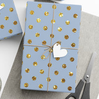 Light Blue Gift Wrap Custom Anniversary Wrapping Paper Satin Light Blue and Gold Dot Gift Wrap Elegant Birthday Wrapping Paper Christmas