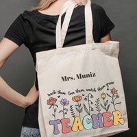 Custom Teacher Canvas Tote Bag Custom Back to School Organic Canvas Gift for Teacher Tote Bag Personalize Tote Shopping Eco Friendly Tote