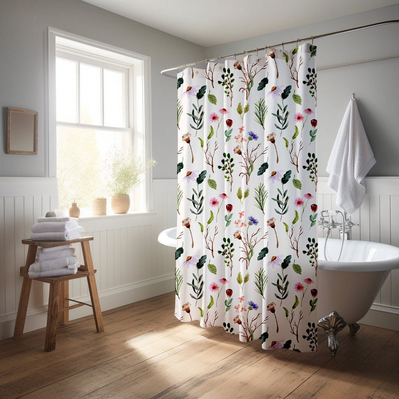 Boho Wildflower Shower Curtain Vibrant Shower Curtain Boho Aesthetic Curtain for Guest Bathroom Dorm Shower Curtain Student Gift Christmas