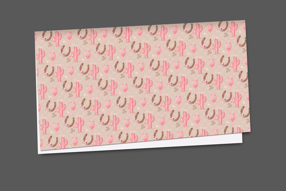 Western Wrapping Paper Pink Cowgirl Gift Wrap Cactus Cowgirl Pink Paper Horseshoe Pink Gift Paper Christmas Cowgirl Paper Western Birthday