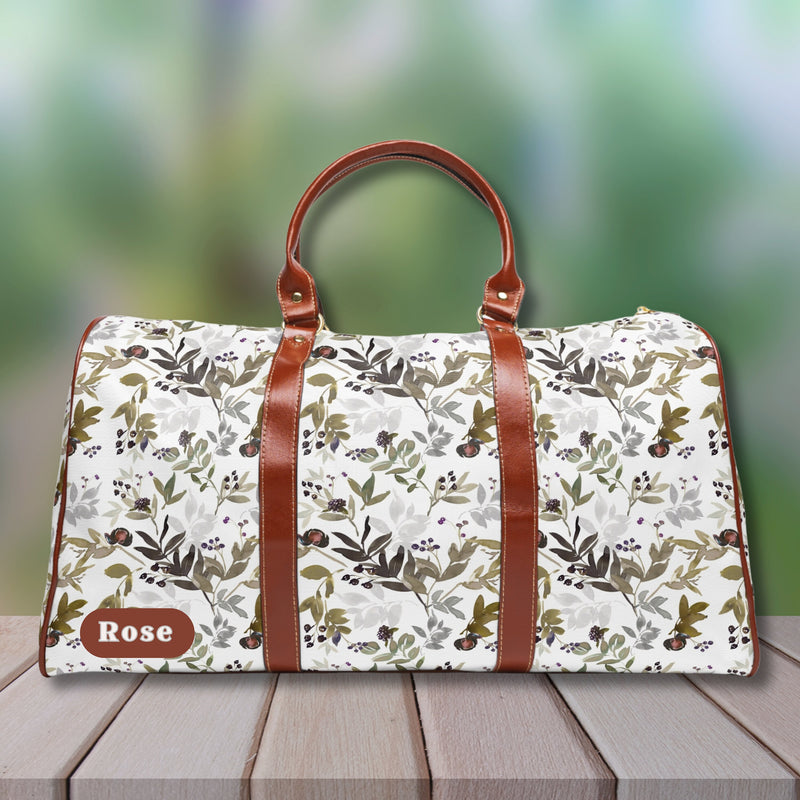 Boho Floral Faux Leather Travel Bag Personalized Travel Bag for Women Luggage Personalized Waterproof Travel Bag Custom Overnight Bag Women