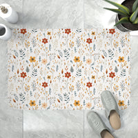 Farmhouse Shower Curtain Boho Wildflower Shower Curtain and Bath Mat Boho Shower Cover Wildflower Bath Curtain Memory Foam Bath Carpet Gift