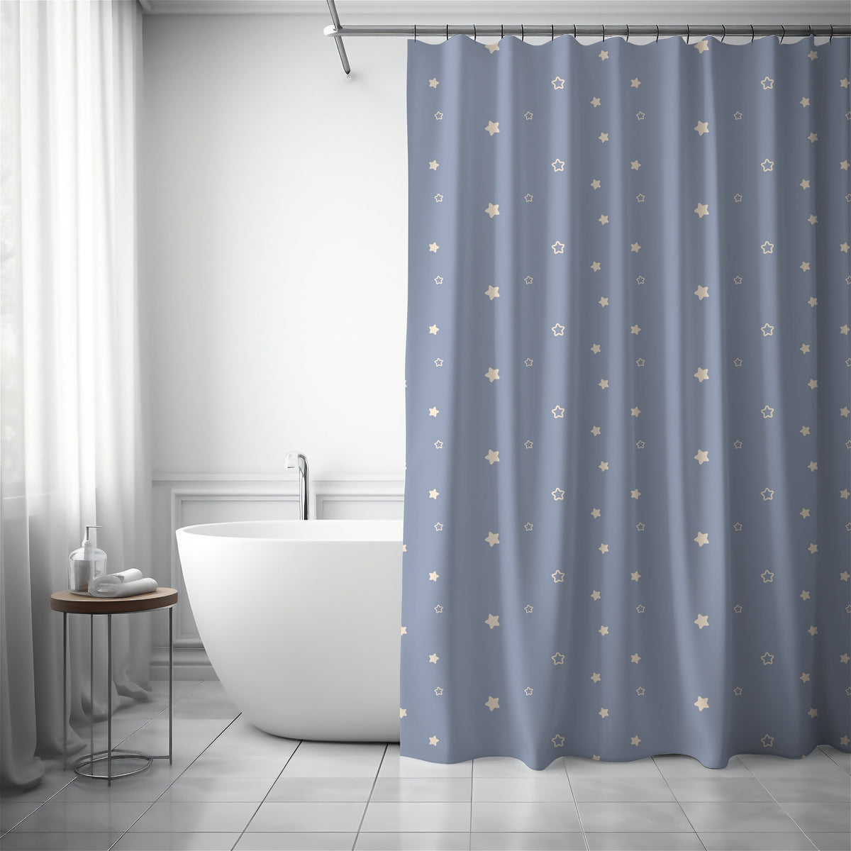 Custom Shower Curtain Grey Star Personalized Shower Mat Boho Guest Bathroom Idea Boho Children Bath Custom Floor Mat Shower Curtain Boho