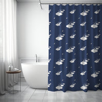 Custom Shower Curtain Navy Moon Personalized Shower Mat Guest Bathroom Idea Children Bath Custom Floor Mat Shower Curtain Kids Bathroom Mat