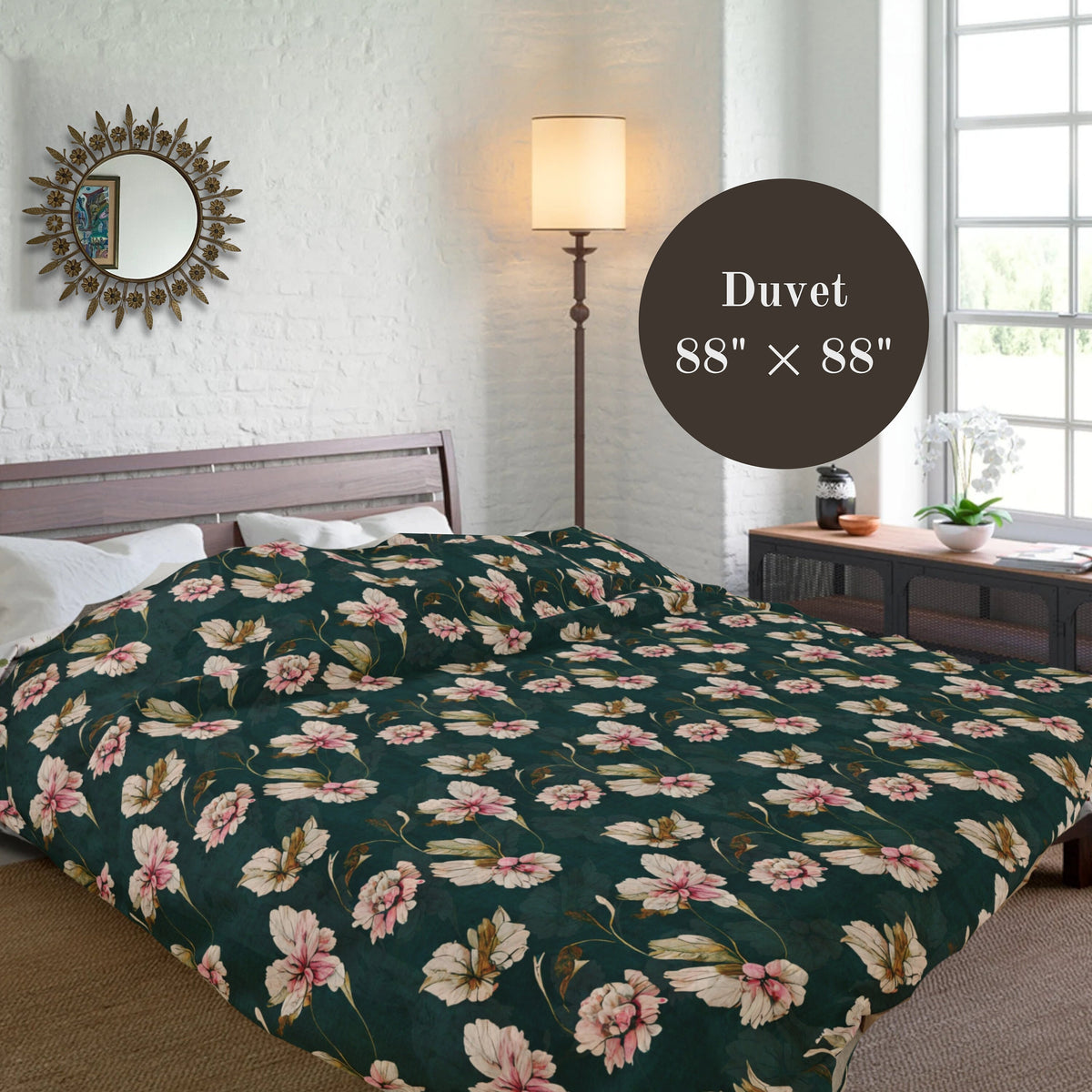 Flower Duvet Cover 3 Piece Bedding Set Cottagecore Bedroom Decor Floral Pillow Sham and Comforter Bed 3 Pc Set Dark Floral Duvet and Shams