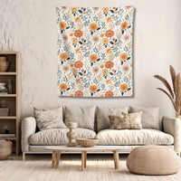 Rustic Orange Floral Wall Tapestry Boho Wall Hangings for Living Room New Home Owner Gift for Office Boho Tapestry Yellow Flower Canvas