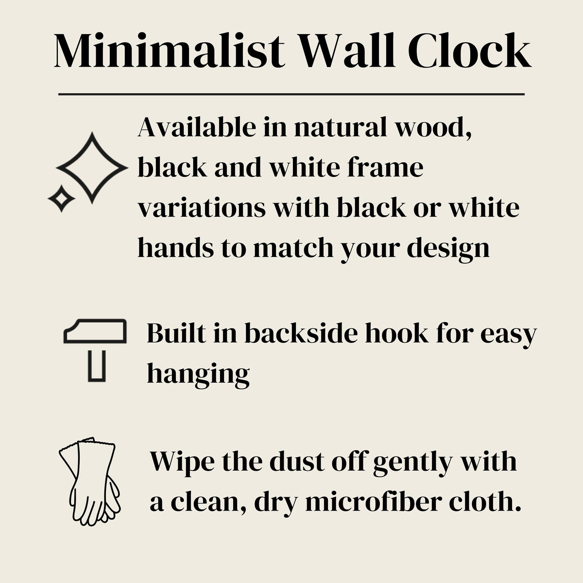 Boho Western Wall Clock for Living Clock Gift for New Home Owner Gift Western Boho Wall Decor Minimalist Clock Wood and Quartz Boho Decor