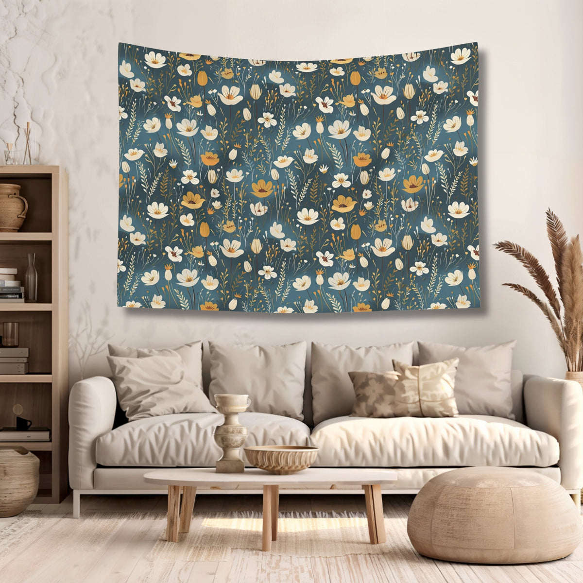 Boho Living Room Decor Boho Aesthetic Wall Hanging Tapestry Wildflower Cottagecore Decor Bedroom Garden Canvas Tapestry Large Wildflower