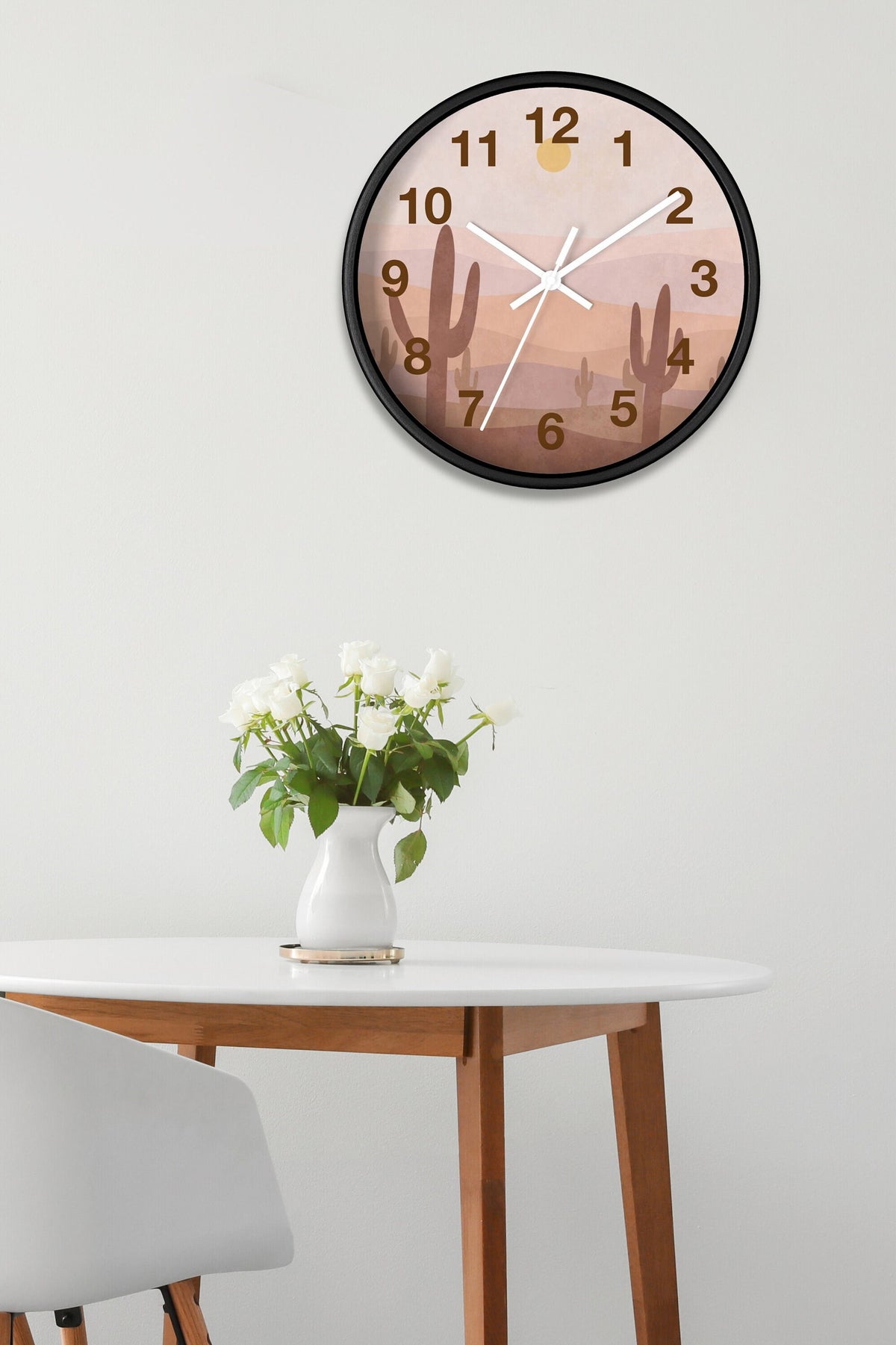 Boho Western Wall Clock for Living Clock Gift for New Home Owner Gift Western Boho Wall Decor Minimalist Clock Wood and Quartz Boho Decor