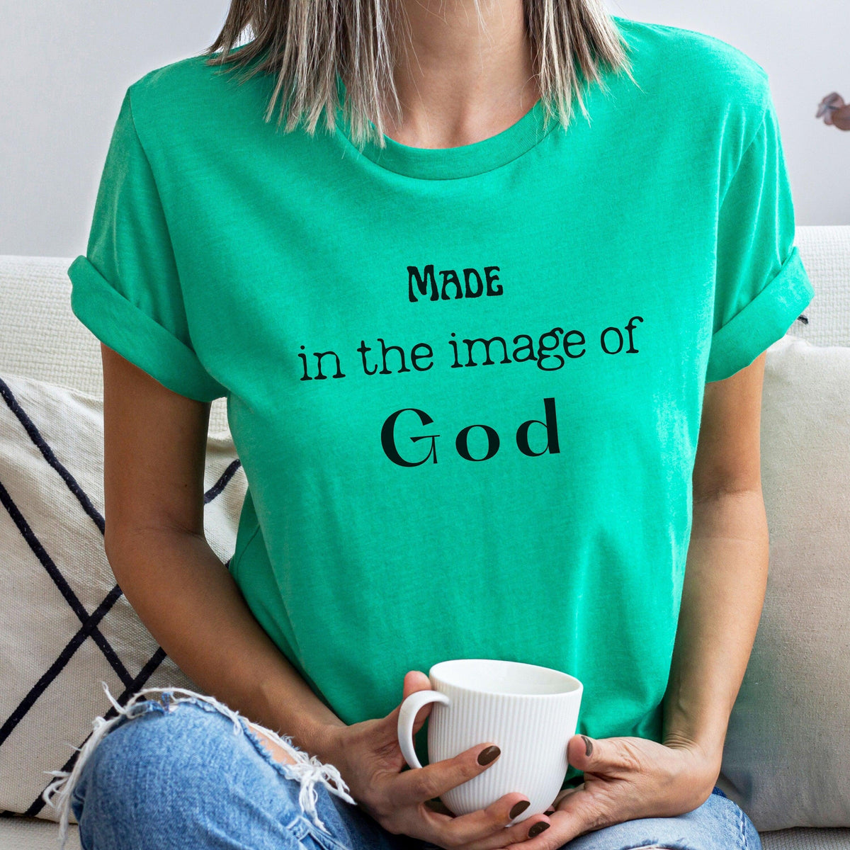 Christian T Shirt Made in the Image of God T-Shirt Gift for Mom Birthday Gift for Friend Mother's Day Gift Father's Day Gift Tee Shirt Gift - The Ripple Effect Co.US