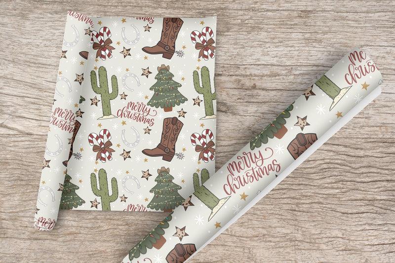 Country Christmas Paper Western Christmas Tree Cowgirl Gift Wrapping Paper Cowgirl Christmas Wrapping Paper Gift Cowboy Christmas Gift Wrap - The Ripple Effect Co.US