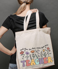 Custom Teacher Canvas Tote Bag Custom Back to SchooOrganic Canvas Gift for Teacher Tote Bag Personalize Tote Bag Shopping Eco Friendly Tote - The Ripple Effect Co.US