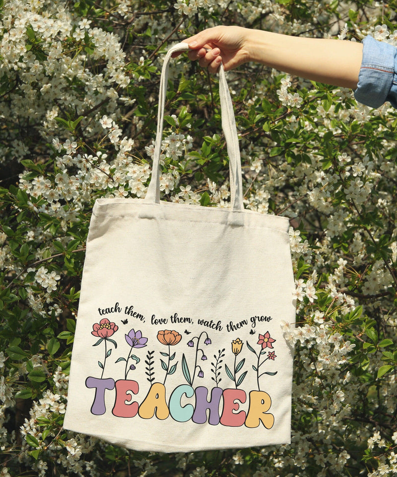 Custom Teacher Canvas Tote Bag Custom Back to SchooOrganic Canvas Gift for Teacher Tote Bag Personalize Tote Bag Shopping Eco Friendly Tote - The Ripple Effect Co.US