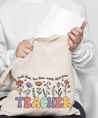 Custom Teacher Canvas Tote Bag Custom Back to SchooOrganic Canvas Gift for Teacher Tote Bag Personalize Tote Bag Shopping Eco Friendly Tote - The Ripple Effect Co.US