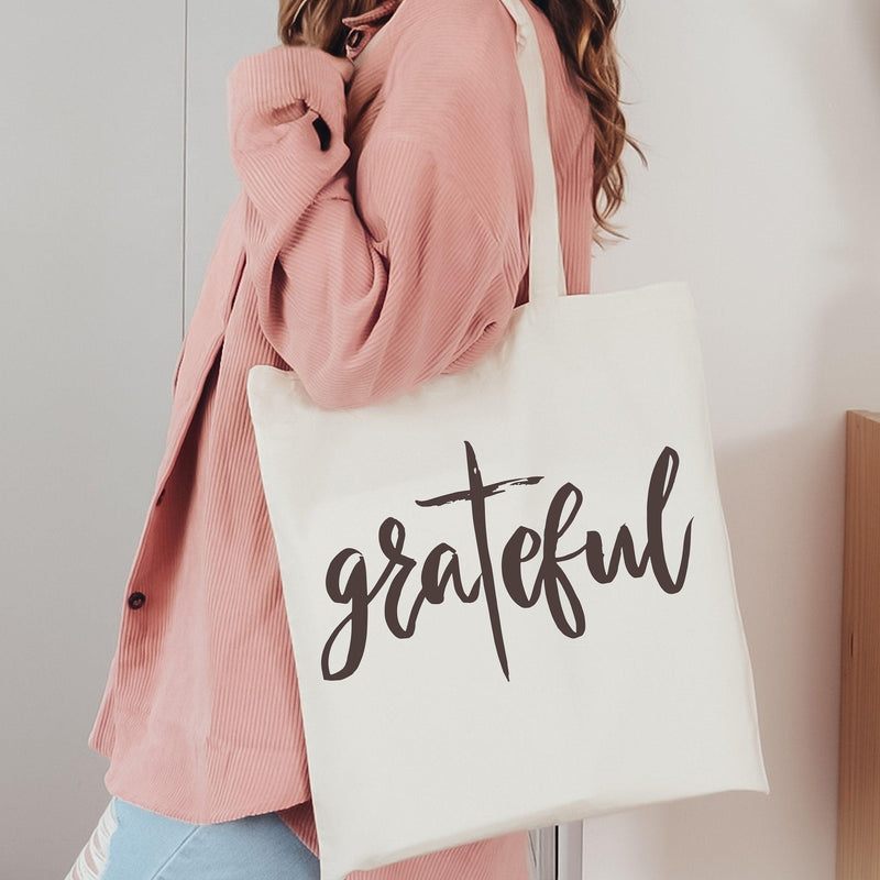 Grateful Canvas Tote Bag, Women&#39;s Gift Tote, Gift for Mom, Gift for Friend, Gift for Grandma, Book Tote Bag, Shopping Grateful Tote - The Ripple Effect Co.US