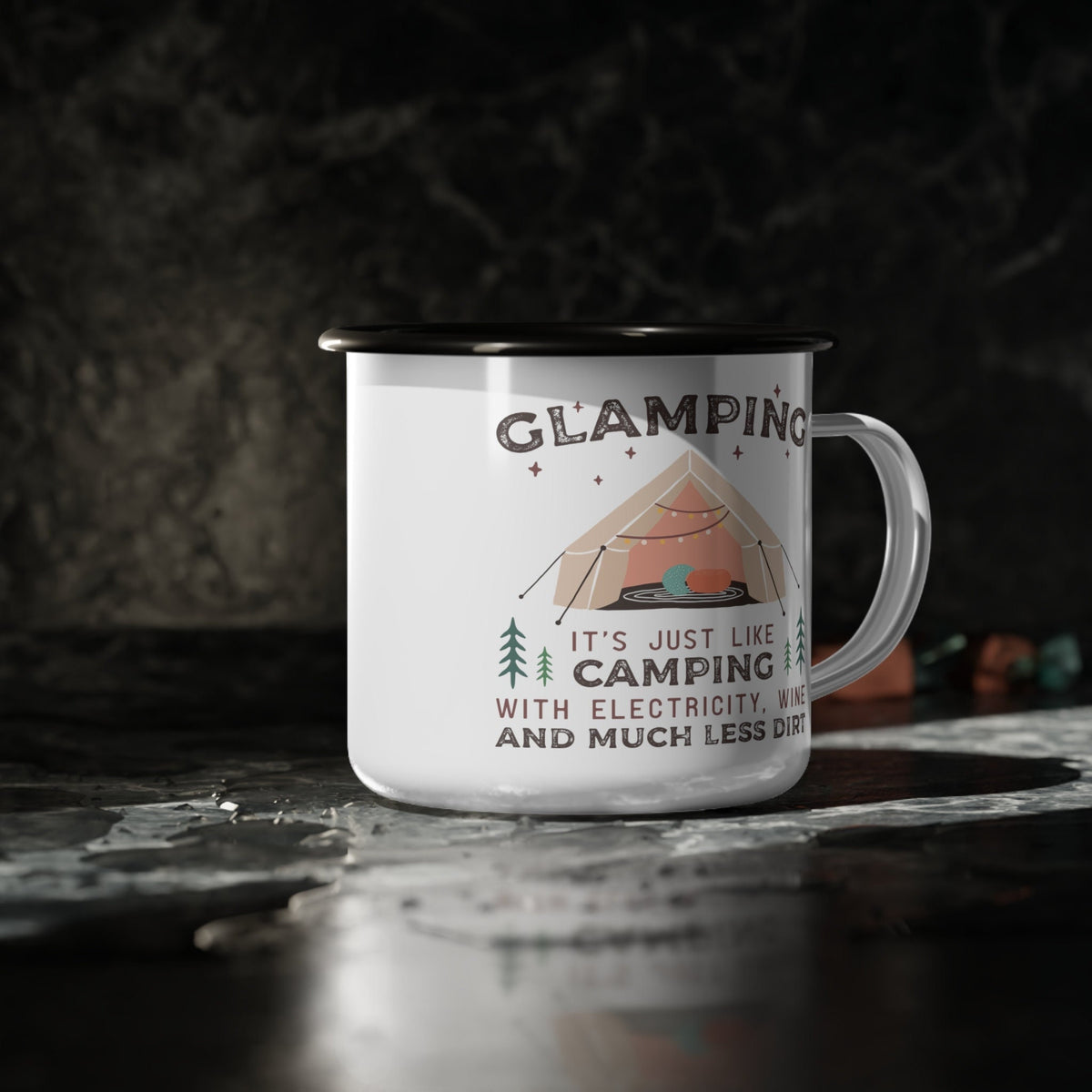 Outdoor Coffee Cup Personalize Glamping Cup Coffee Custom Mug Enamel Glamping Cup Glamping Coffee Mug Funny Camping Cup Custom Glamping Mug