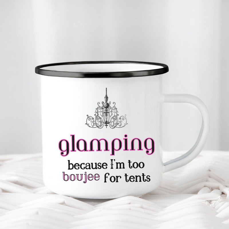 Funny Camping Cup Custom Glamping Cup Outdoor Coffee Cup Personalize Glamping Mug Enamel Camp Cup Glamping Mama Gift for Her Glamping Mug