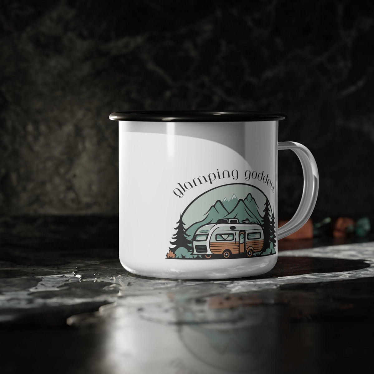 Personalize Glamping Goddess Coffee Mug Funny Camping Cup Custom Gift Glamping Mug Outdoor Coffee Cup Glamping Goddess Mug Enamel Camp Cup - The Ripple Effect Co.US