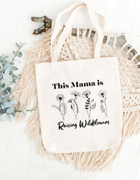 Wildflower Canvas Tote Bag Custom Mom Organic Canvas Gift for Mama Wildflower Tote Bag Personalize Tote Bag Shopping Eco Friendly Tote Gift - The Ripple Effect Co.US