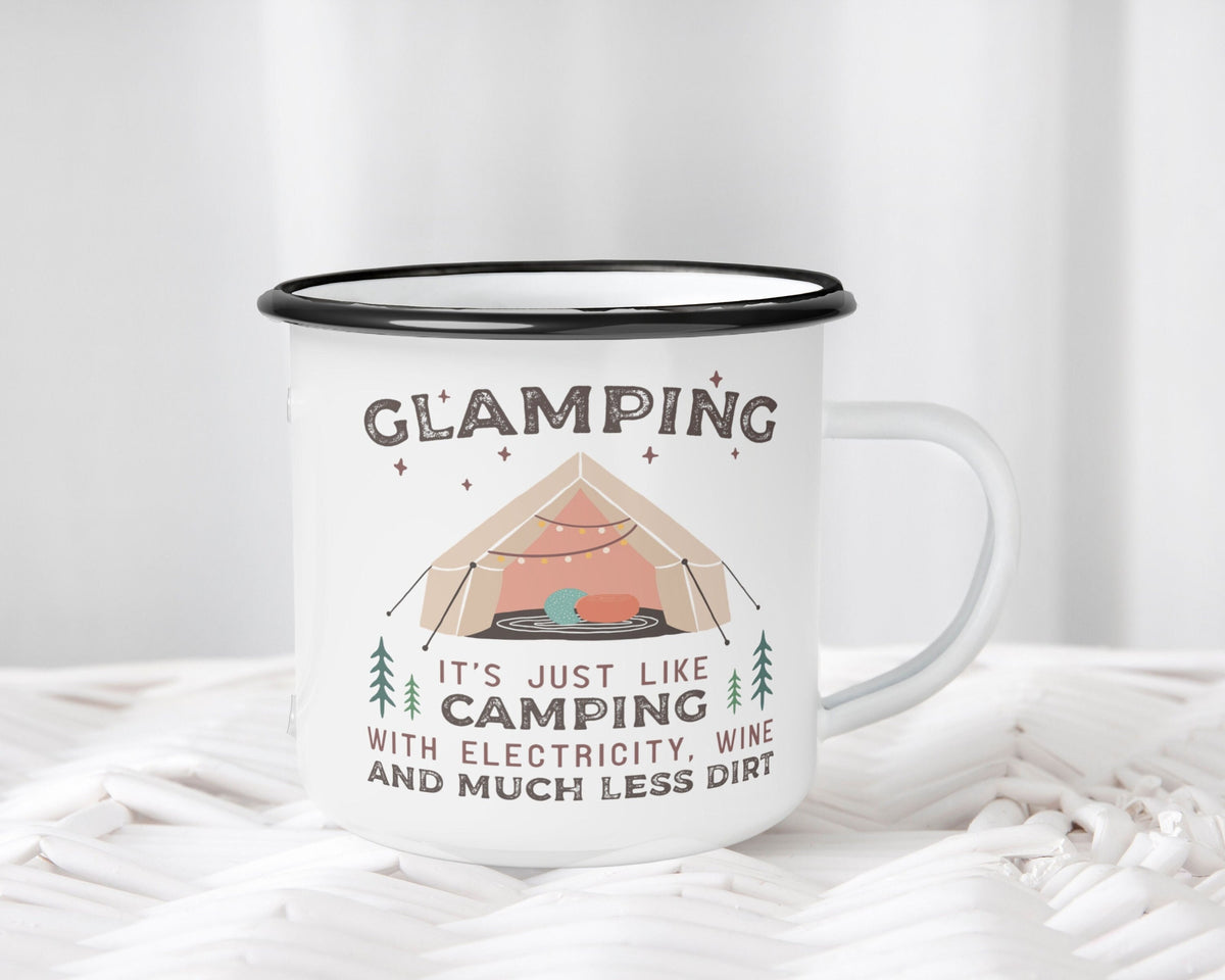 Outdoor Coffee Cup Personalize Glamping Cup Coffee Custom Mug Enamel Glamping Cup Glamping Coffee Mug Funny Camping Cup Custom Glamping Mug