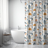 Farmhouse Shower Curtain Boho Wildflower Shower Curtain and Bath Mat Boho Shower Cover Wildflower Bath Curtain Memory Foam Bath Carpet Gift - The Ripple Effect Co.US