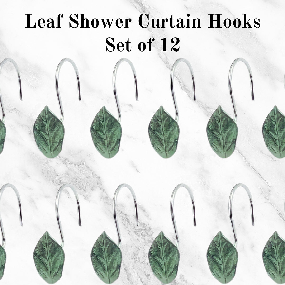 Bathroom Decor Farmhouse Shower Curtain Hook Boho Plant Decor for Bathroom Metal Green Leaf Curtain Shower Hook Guest Bathroom Boho Decor