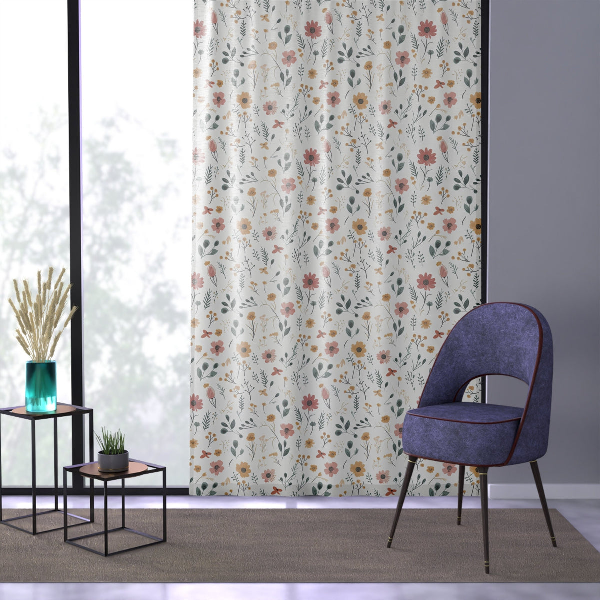 Boho Draperies for Living Room Sheer Window Treatment Boho Curtain Blackout Window Cover Wildflower Bedroom Curtain Boho Aesthetic Drapes