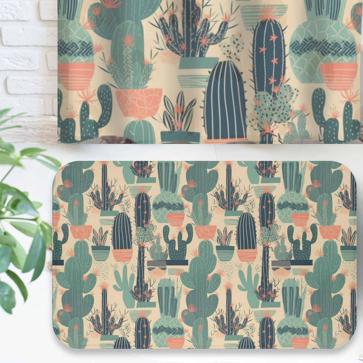 Cacti Lover Gift Home Decor Cactus Farmhouse Bath Curtain Housewarming Gift for New Home Owner Boho Cactus Shower Cover Minimalist Guest