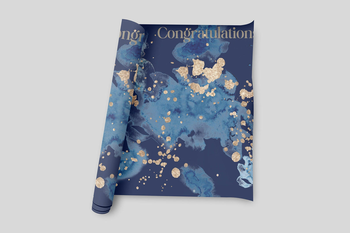 Navy Abstract Wedding Paper Personalized Congratulations Gift Wrap Paper Custom Wedding Blue Abstract Gift Wrap Paper Personalize Bride Gift - The Ripple Effect Co.US