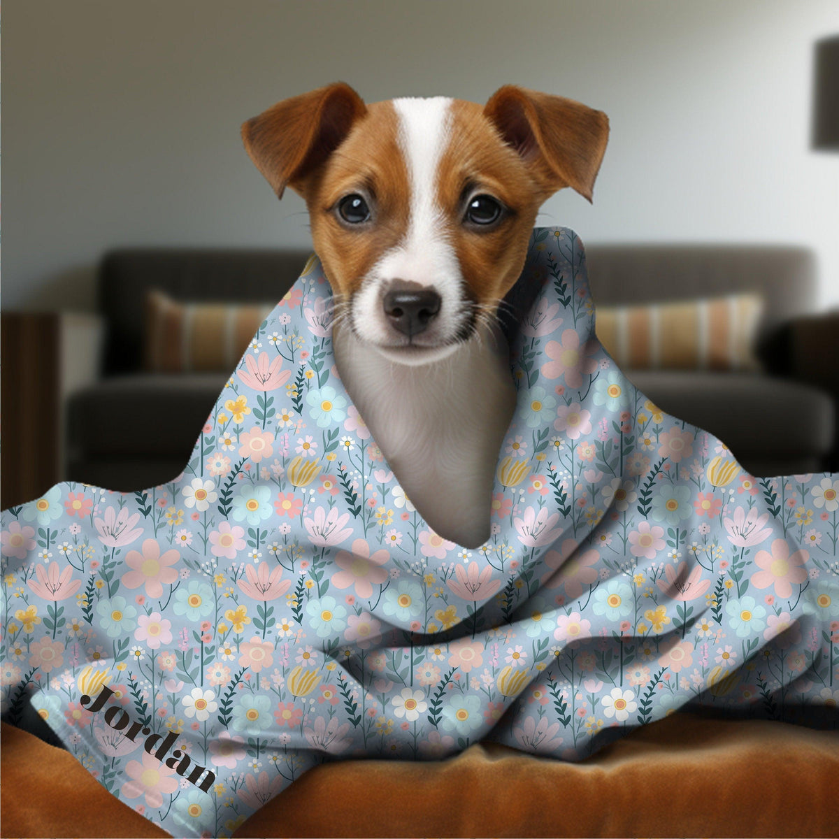 Pet Blanket Personalized Name Velveteen Plush Blanket Boho Plush Baby Blanket Gift for Dog Mom Custom Name Boho Throw Blanket Floral Plush - The Ripple Effect Co.US